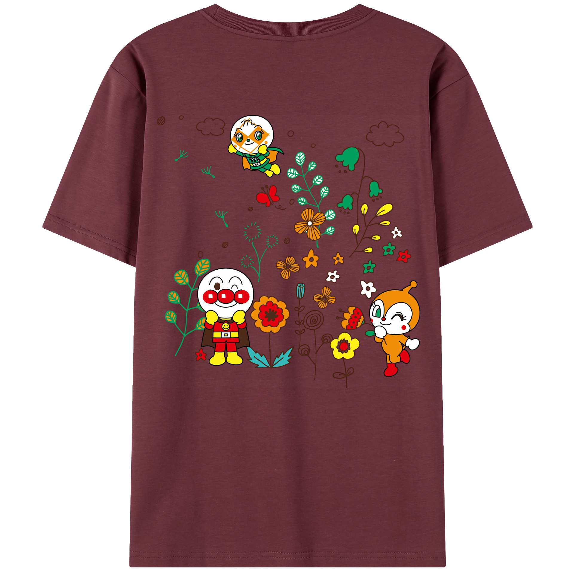 （画像用） アンパンマン Anpanman 綿100％半袖Tシャツ（背面プリント）